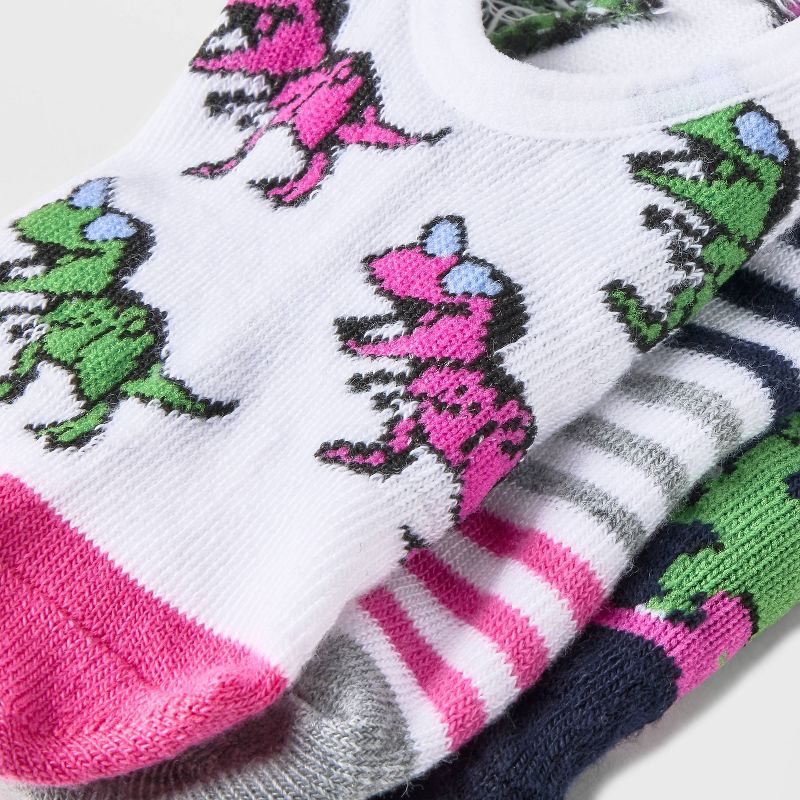 Women&#39;s Dinosaur 3pk Liner Socks - Xhilaration&#8482; Navy/White/Pink 4-10, 4 of 5