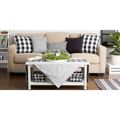 Modern Black and White Cotton Gingham Pillow Covers, Set of 4