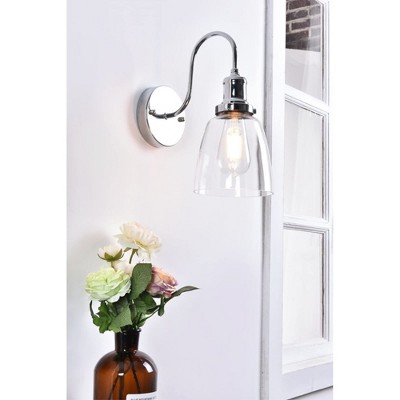 Chrome and Clear Glass Bell Shade Wall Sconce