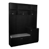 Elegant Hall Tree With Comfort And Storage Cabinet, Hallway Shoe Cabinet With Bench And Cushion, Modern Coat Rack With Hooks -Cuddlewood - 4 of 4