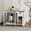 PawHut Furniture Dog Crate, 44" Dog Kennel Furniture End Table with Double Door, Storage & Drawer, Dog Crate Furniture for Medium Dogs, White - 3 of 4
