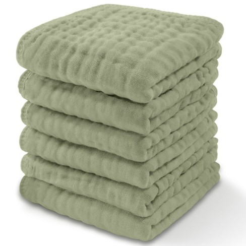 Baby Washcloths Muslin Cotton Large 10 x10 By Comfy Cubs sage Pack Of 6 Target
