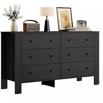 Fluted 6 Drawer Dresser with Faux Marble Top, Modern Chest of Drawers for Bedroom, Entryway
