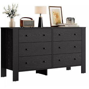 Fluted 6 Drawer Dresser with Faux Marble Top, Modern Chest of Drawers for Bedroom, Entryway - 1 of 4
