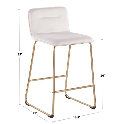 Sleek Black Metal Counter Stool with Velvet Cushion