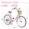 7 Speed City Bike With Basket , Steel Frame,Multiple Colors 26 Inch Girls Bicycle - 3 of 4