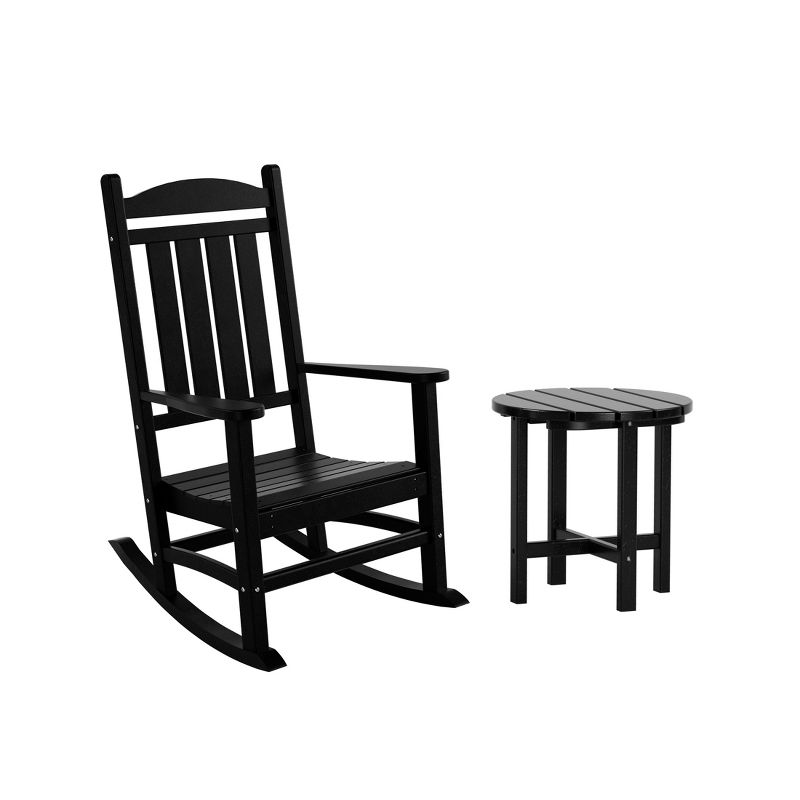 WestinTrends  2-Piece Classic Porch Rocking Chair With Side Table Set, 1 of 3