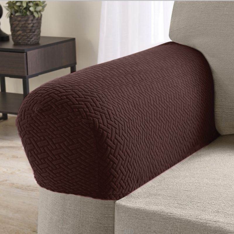 Collections Etc Armrest Covers for Recliners, Sofas, Chairs with Stretch, Textured Pattern - Set of 2, 2 of 3