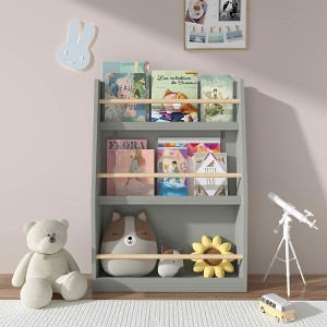 MAYEERTY 3 Tiers Kids Book Shlef, Kids Book Rack, Helps Keep Bedrooms Playrooms and Classrooms Organzied Gray - 1 of 4