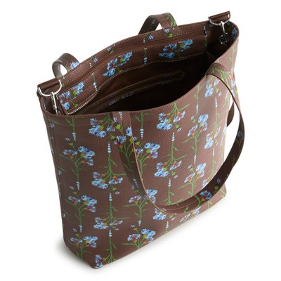 Vera Bradley Women's Outlet Faux Leather Large North South Tote Bag Bachelor Button Dot — фото 2