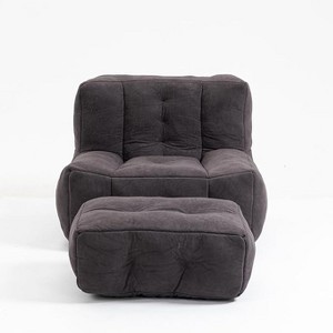 Memory Foam Bean Bag Chair with Ottoman - Super Soft Fluffy Lounger for Living Room, Bedroom & Game Room, Machine Washable Cover,black - 1 of 4