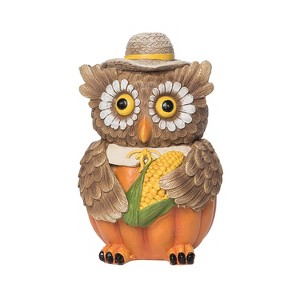 Gallerie II 3.1" x 4.8" Sunflower Eyes Pumpkin Owl with Corn Decorative Thanksgiving Figure Figurine - 1 of 4