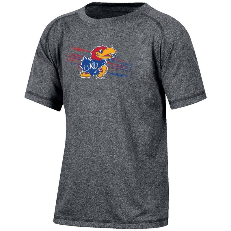 NCAA Kansas Jayhawks Boys&#39; Gray Poly T-Shirt, 1 of 4