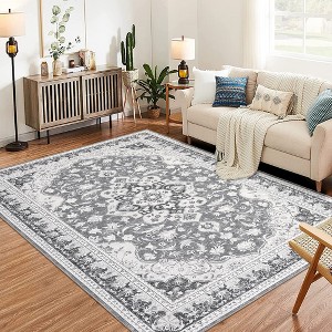Garvee Washable Area Rug,Ultra-Thin Vintage Large Area Rug for Home Office Floor Decor,Stain Resistant,Non Slip Backing Carpet - 1 of 4
