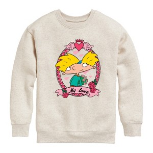 Boys' - Hey Arnold! - Valentine's My Love Graphic Long Sleeve Fleece Sweatshirt - 1 of 4