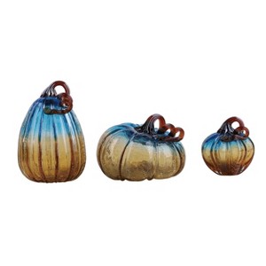 Transpac Glass 7.67 in. Multicolor Harvest Pumpkins Set of 3 - 1 of 4