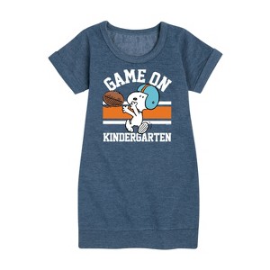 - Peanuts - Game On Kindergarten Graphic Short Sleeve Fleece Dress - 1 of 4