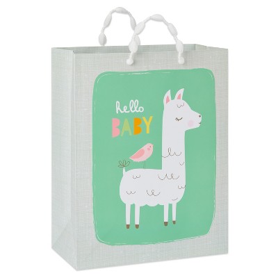 Medium &#39;Hello Baby&#39; Llama and Bird Baby Shower Gift Bag - Spritz&#8482;