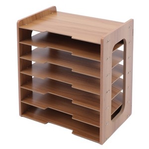 YIYIBYUS 7-Tier Widen Wood Office Paper Organizer for Desk Desktop File Holder - 1 of 4
