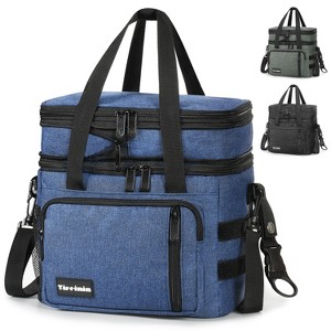 Tirrinia Large Lunch Bag for Mens - Insulated Dual Compartment Leakproof Lunch Box - Reusable Lunch Cooler Tote with Shoulder Strap - 1 of 4