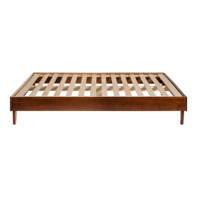 Queen Alice Mid-Century Solid Wood Platform Bed Walnut - Saracina Home