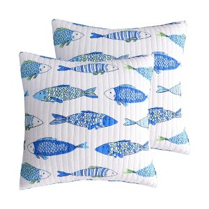 Catalina Fish Quilted Euro Sham - 2pk - Levtex Home - 1 of 3