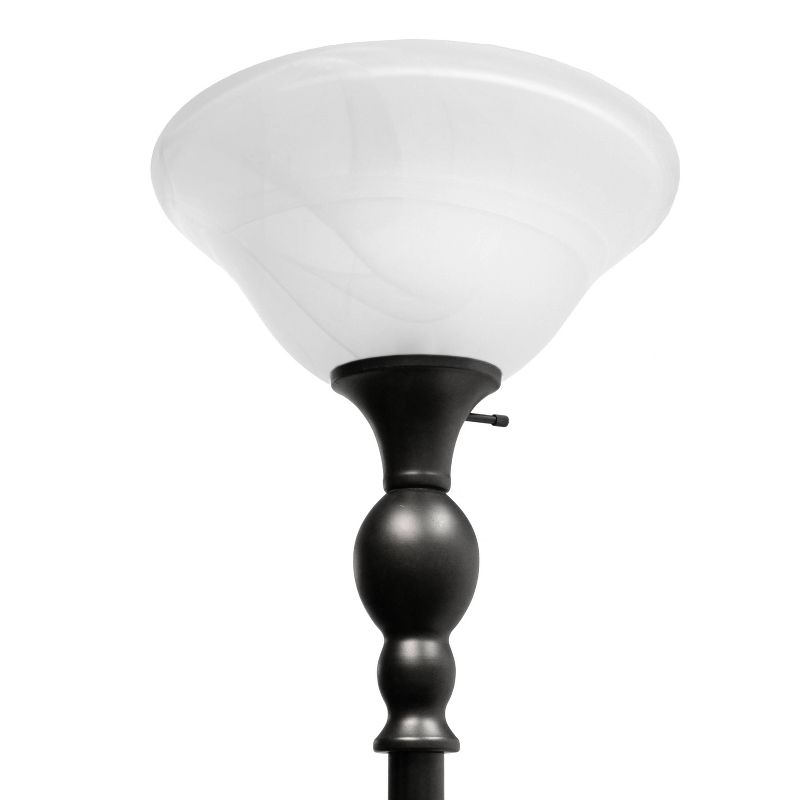 1-Light Torchiere Floor Lamp with Marbleized Glass Shade - Elegant Designs, 4 of 10