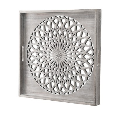 Heynemo Farmhouse Wood Mirror, Square Decorative Mirrors for Wall, Wall Mirrors for Living Room, Bedroom, Dining Room, Entryway, Hallway