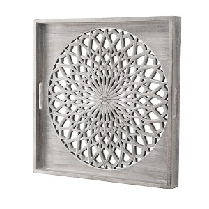 Heynemo Farmhouse Wood Mirror, Square Decorative Mirrors for Wall, Wall Mirrors for Living Room, Bedroom, Dining Room, Entryway, Hallway - 1 of 4