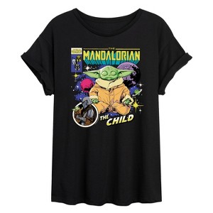 Women's - Star Wars - The Mandalorian Grogu Comic Cover Oversized Graphic T-Shirt - 1 of 4