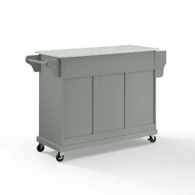 Gray Granite Top Kitchen Cart with Storage and Spice Rack