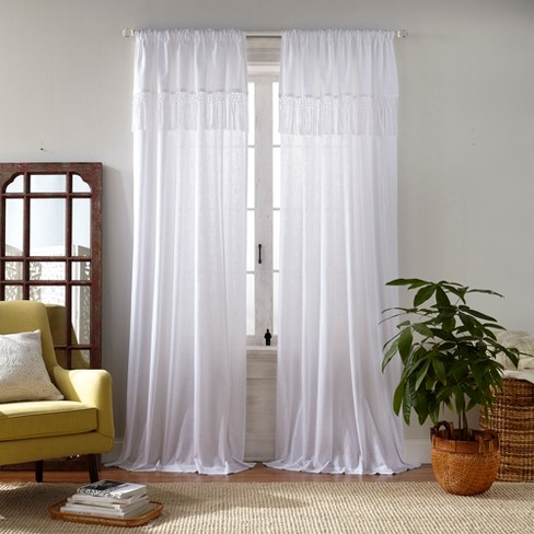 Calypso Macrame Tassel Semi Sheer Window Curtain Panel Elrene