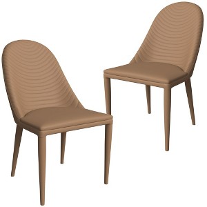 LeisureMod Dining Chair Upholstered in Leather with Metal Legs Set of 2 Seville Collection - 1 of 4