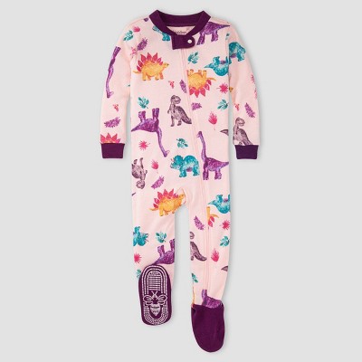 Image of Burt's Bees Baby® Baby Girls' Dino Friends Sugar Plum Organic Cotton Footed Pajama - Purple 3-6M