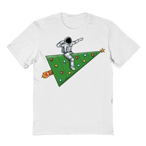 Rerun Island Men's Space Rocket Christmas Short Sleeve Graphic Cotton T-Shirt - 1 of 1