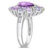 EVERLY JEWELRY |Sterling Silver 0.02 CT TW Diamond And 4 1/3 CT TGW Tanzanite Rose de France Peridot Amethyst Cluster Ring - 2 of 4