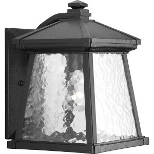 Progress Lighting Mac 1-Light Medium Wall Lantern, Ceramic, Black, Clear Water Glass Shade - 1 of 2