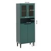 Tempered Glass Door Tall Storage Bookcase with adjustable board, 4 doors MDF painting finished cabinet, White, Living room Bedroom storage - 4 of 4