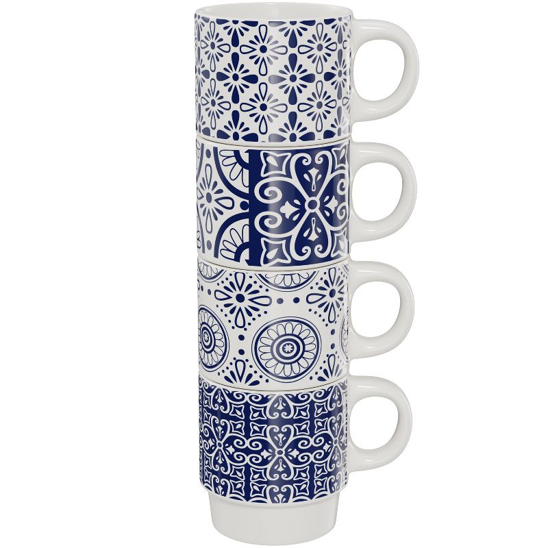 American Atelier Ceramic Blue Mug & Rack Set with (4) 14 Oz Cups & (1) Standing Metal Rack, 3 of 9