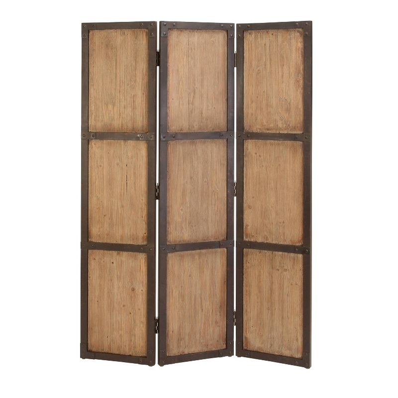 Farmhouse Carved Wood Panel Room Divider Screen Brown - Olivia &#38; May, 3 of 8
