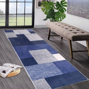 Modern Geometric Area Rug Machine Washable Rugs for Living Room Bedroom - 1 of 4