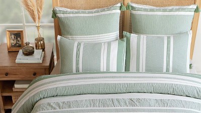 Tribal Boho Blue and Off-White Cotton Euro Sham Set