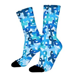 Colon Cancer Ribbon Women Printed Crew Socks Funny Funky Socks Soft Polyester Novelty Gifts for Artists Men - 1 of 1
