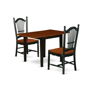 HomeStock 3-Piece Black and Cherry Finish Solid Wood Top Dining Table Set - 1 of 4