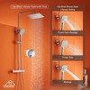 CASAINC 3-Spray Patterns 9.8 in. Thermostatic Rain Shower Faucet Wall Mount Dual Shower Heads in Spot Resist in Brushed Nickel - 3 of 4