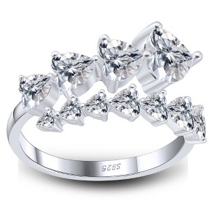 Growing Heart Wrap Engagement Ring for Women 8A Cubic Zirconia Sterling Silver Adjustable Wedding Band by Ginger Lyne - 1 of 4