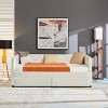 DOMETOUR Twin Sofa Bed Frame with Double Drawers, Modern Velvet Upholstered Sofa Bed Frame with Button Tufted, Beige - 2 of 4