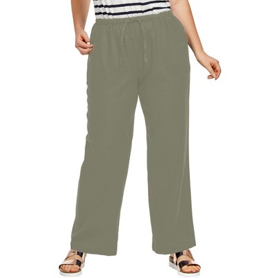 Ellos Women's Plus Size Linen Blend Drawstring Pants - 24, Black : Target