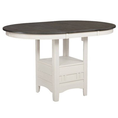 Counter Height Table with Leaf Extension White/Gray - Benzara