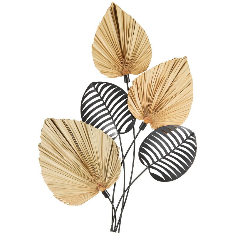 Olivia &#38; May 36&#34;x25&#34; Metal Leaf Layered Wall Decor with Palm Leave Accents Brown, 1 of 8